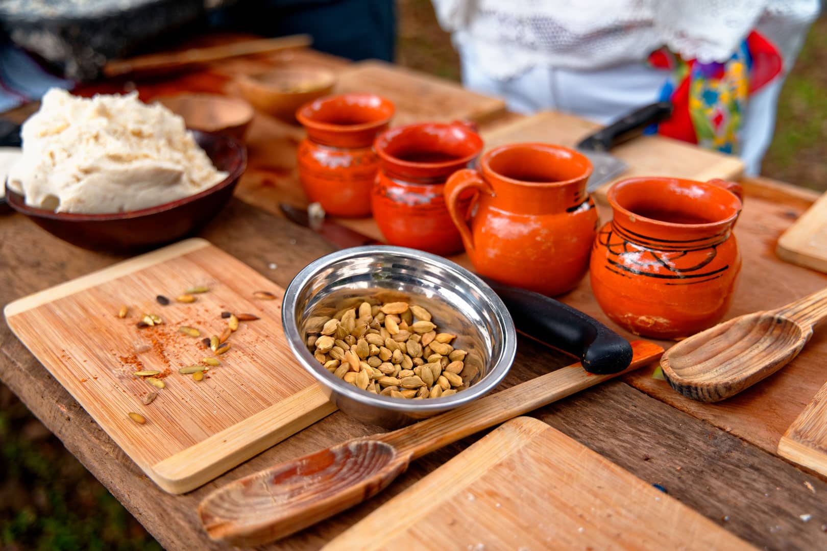 Mayan food being prepared during the Mayan Cooking Experience at The Rainforest Lodge at Sleeping Giant Resort