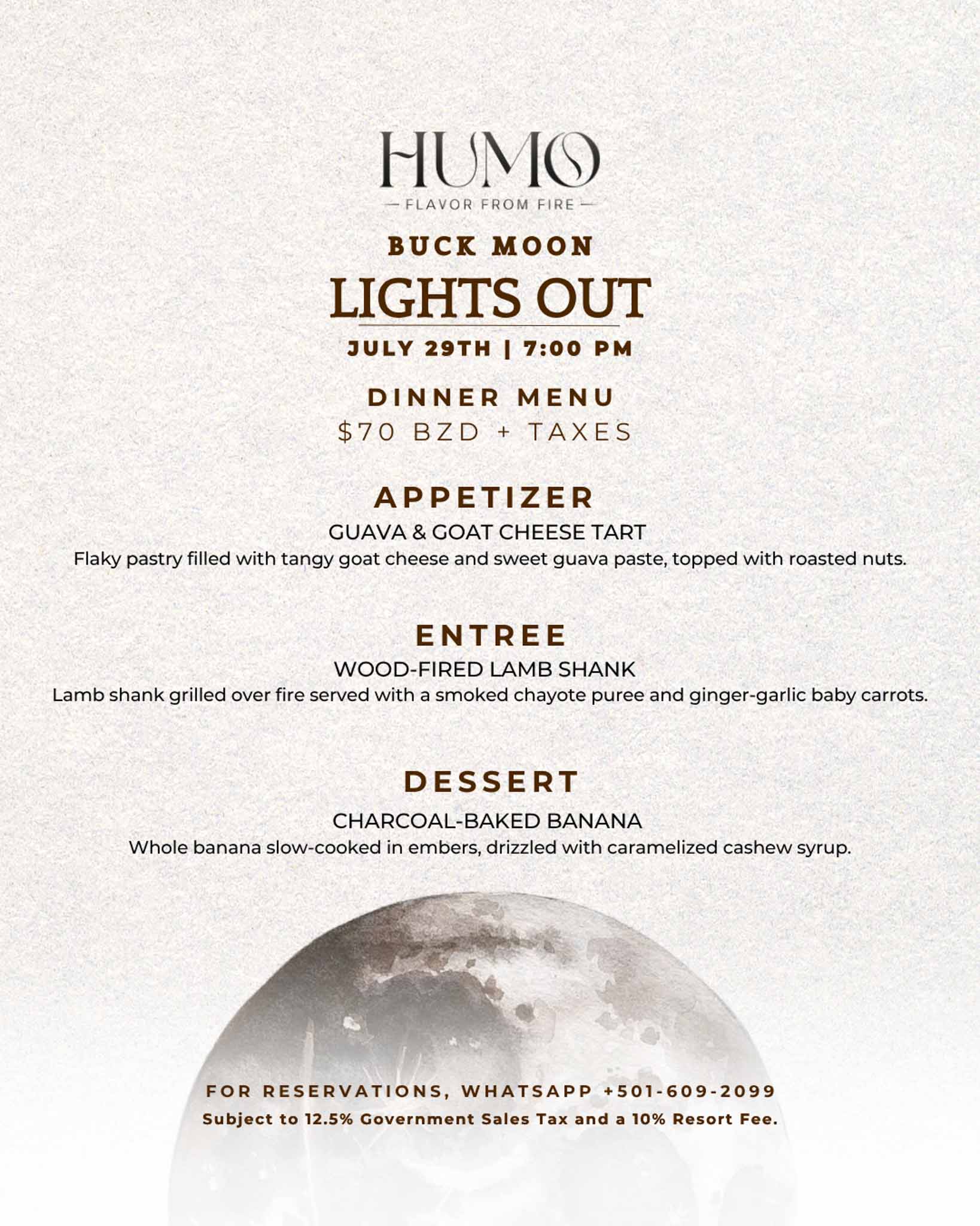 July 29,2026 lights out menu at the banks