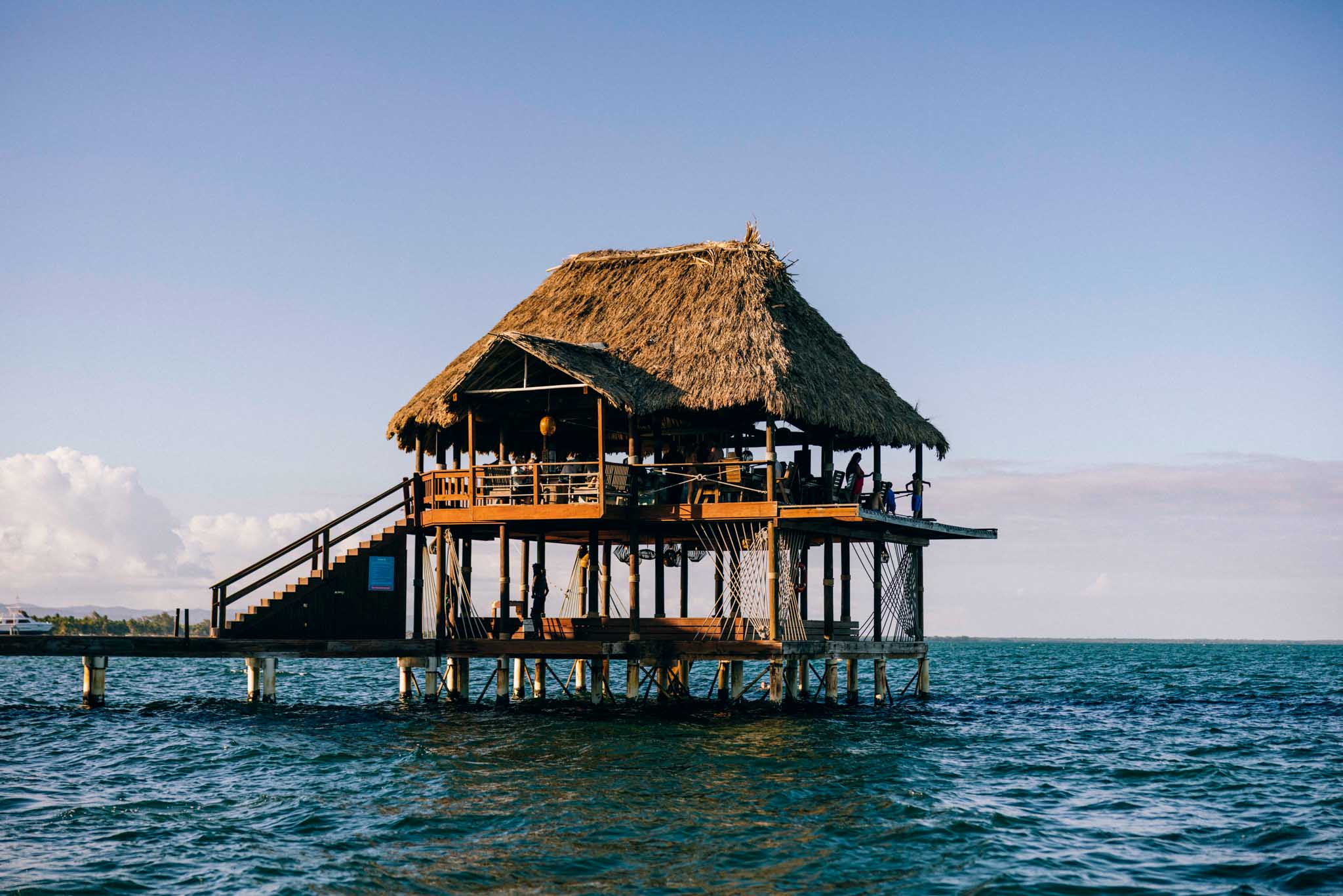 Big Dock Bar built over the water at The Lodge at Jaguar Reef, Hopkins, Belize